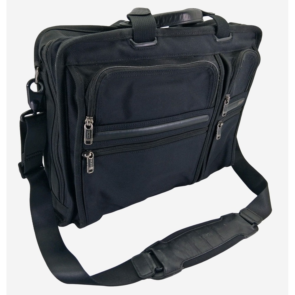 Tumi 26114D4 Briefcase Laptop Bag Black Nylon Padded 15 Inch Shoulder Strap